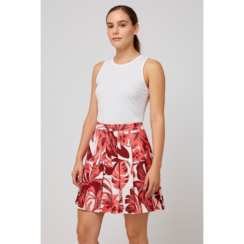 J. Lindeberg Adina Print Skirt Women's‎ Size S Hibiscus Pink Floral Golf Pleated